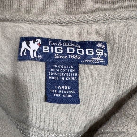 Big Dogs Quarter Zip Pullover Sweatshirt Men’s Size L Gray Embroidered Lucky Dog - Picture 6 of 7